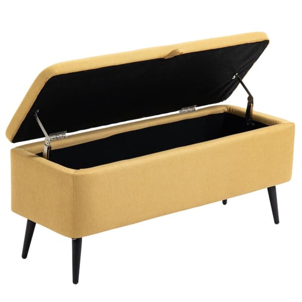 Rootz Bank Storage Bench - Kankaan varastointi Ottomaani - Keltainen jalkatuooli - tarjoaa optimaalisen mukavuuden - 101b x 38,5T x 44,5H cm