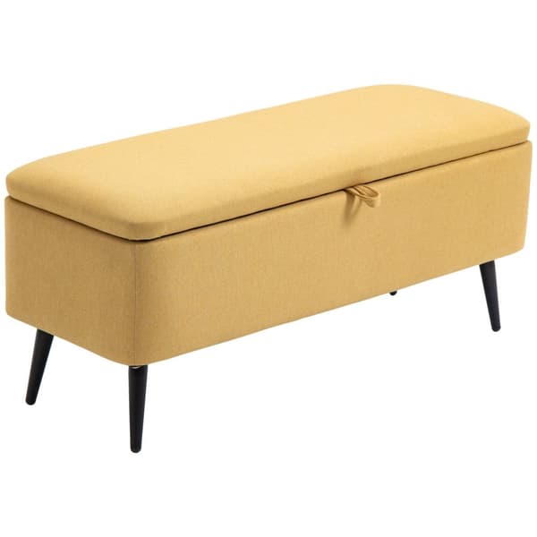 Rootz Bank Storage Bench - Kankaan varastointi Ottomaani - Keltainen jalkatuooli - tarjoaa optimaalisen mukavuuden - 101b x 38,5T x 44,5H cm