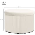 Miniatyrbillede 3 af 10: Rootz Foot Affure With Storage - Seat Affool - Pouf - 97L Hidden Storage - Ø60 X 41H CM - Cord Fabric - Skum - Beige