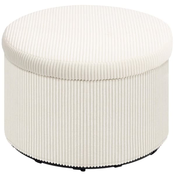 Rootz Foot Affure With Storage - Seat Affool - Pouf - 97L Hidden Storage - Ø60 X 41H CM - Cord Fabric - Skum - Beige
