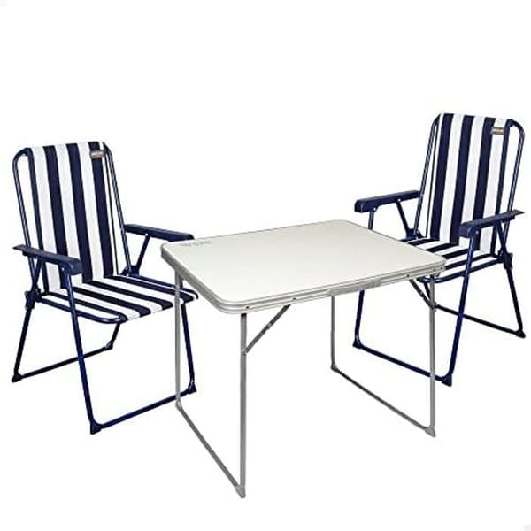 Campingset - AKTIVE - Bord och 2 fällbara stolar - Aluminium och stål - 4 platser - Marin