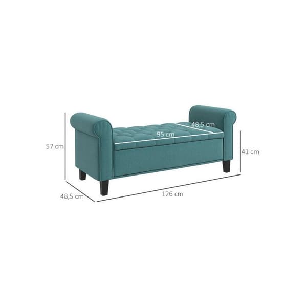 Sängtaburett, entrétaburett med förvaring, max last 120 kg, grön, 126 x 48,5 x 47 cm
