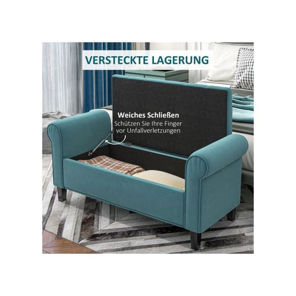 Sängtaburett, entrétaburett med förvaring, max last 120 kg, grön, 126 x 48,5 x 47 cm