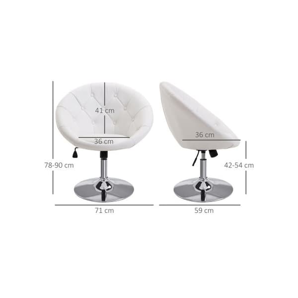 HOMCOM Svängbart arbetsstol i krom justerbar höjd svart vit PU stål 56x71x78-90cm för kontor och verkstad