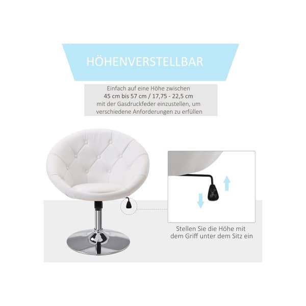 HOMCOM Svängbart arbetsstol i krom justerbar höjd svart vit PU stål 56x71x78-90cm för kontor och verkstad