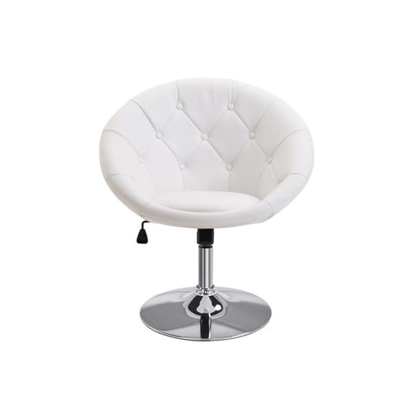 HOMCOM Svängbart arbetsstol i krom justerbar höjd svart vit PU stål 56x71x78-90cm för kontor och verkstad