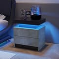 Miniatyrbild 3 av 3: LED Sängbord Modernt Ljust Skåp med 2 Lådor för Sovrum (Grå)