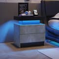 Miniatyrbild 1 av 3: LED Sängbord Modernt Ljust Skåp med 2 Lådor för Sovrum (Grå)