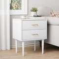 Miniatyrbild 3 av 6: Nattabell i vit med 2 lådor, nattabell för sovrum, modern nattabell med träben