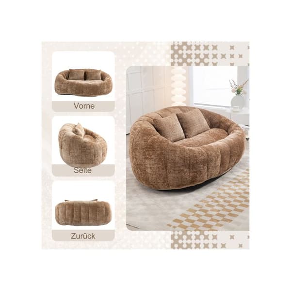 Bönpåse Soffa Loveseat Hållbar och Bekväm Recliner Hög Rygg Bönpåse Stol Mjuk Lounge Stol med Accent Golv (Kaffe Chenille)