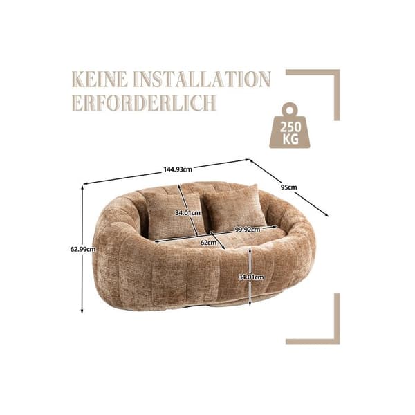 Bönpåse Soffa Loveseat Hållbar och Bekväm Recliner Hög Rygg Bönpåse Stol Mjuk Lounge Stol med Accent Golv (Kaffe Chenille)
