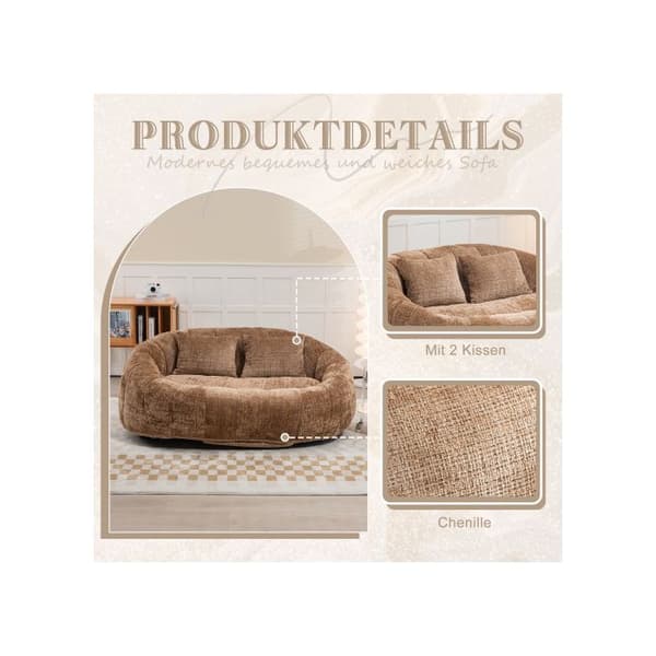 Bönpåse Soffa Loveseat Hållbar och Bekväm Recliner Hög Rygg Bönpåse Stol Mjuk Lounge Stol med Accent Golv (Kaffe Chenille)