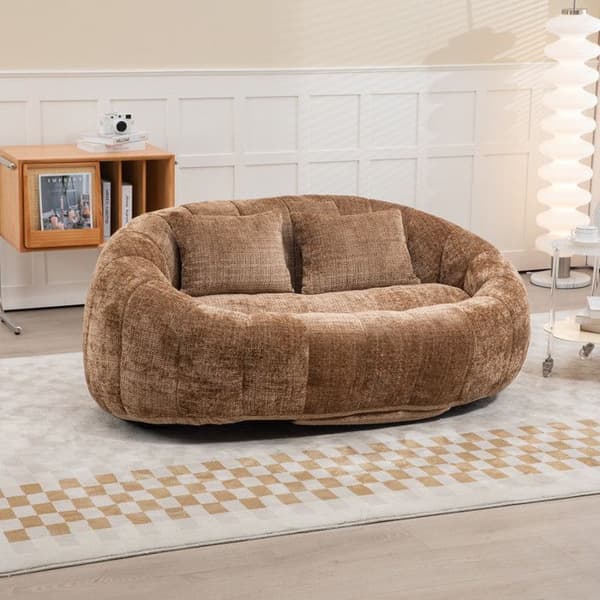 Bönpåse Soffa Loveseat Hållbar och Bekväm Recliner Hög Rygg Bönpåse Stol Mjuk Lounge Stol med Accent Golv (Kaffe Chenille)