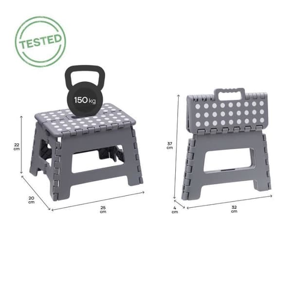 Arregui TB-022-G Multipurpose Folding Pall, Step Pall, 22 cm hög, grå
