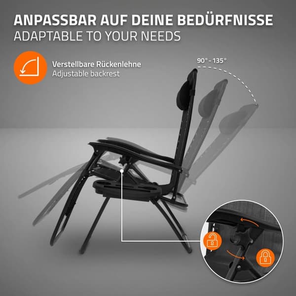Solstolsset 3-delat svart hopfällbart med bord ML-Design