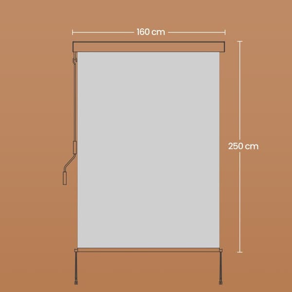 Pystysuuntainen markiisi, 2,5x1,6 m, Harmaa
