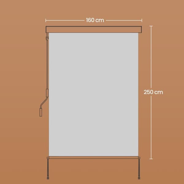 Pystysuuntainen markiisi, 2,5x1,6 m, Harmaa