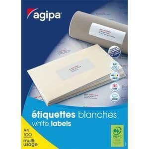 Etiketter - AGIPA - 4000 vita etiketter - 48,5 x 25,4 mm - Laser- och bläckstråleutskrift