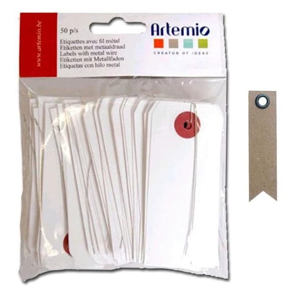 Vita etiketter med metalltråd + 20 kraftflaggetiketter | CDON