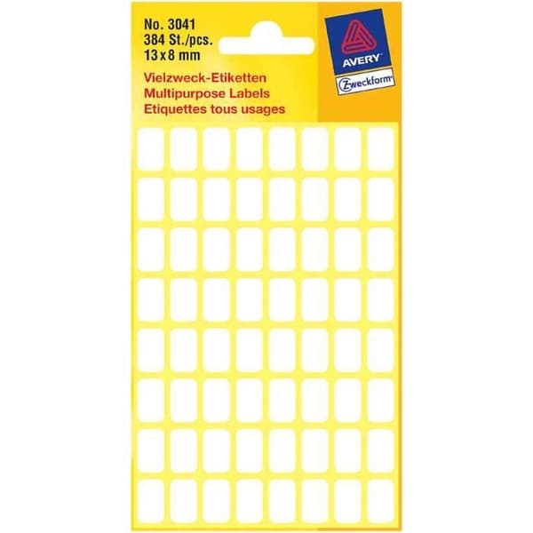 Flerfunktionsetiketter - AVERY ZWECKFORM - 20 x 8 mm - Vita - 234 etiketter per förpackning