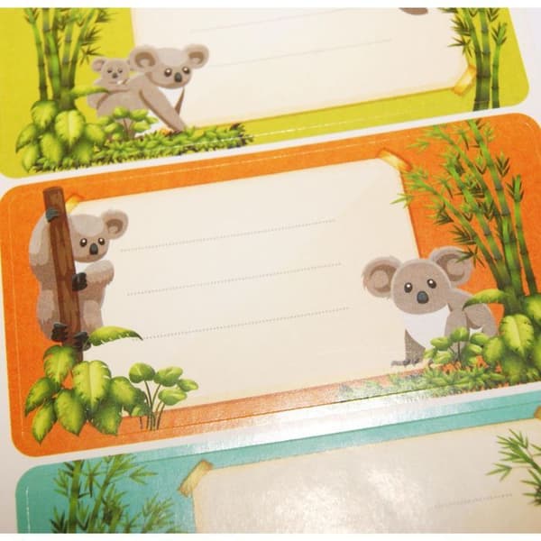 12 självhäftande skoletiketter - Rektangel - Koalor