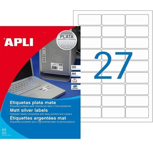 Apli Labels silverformat 63,5x29,6 gånger 540 etiketter - 10070