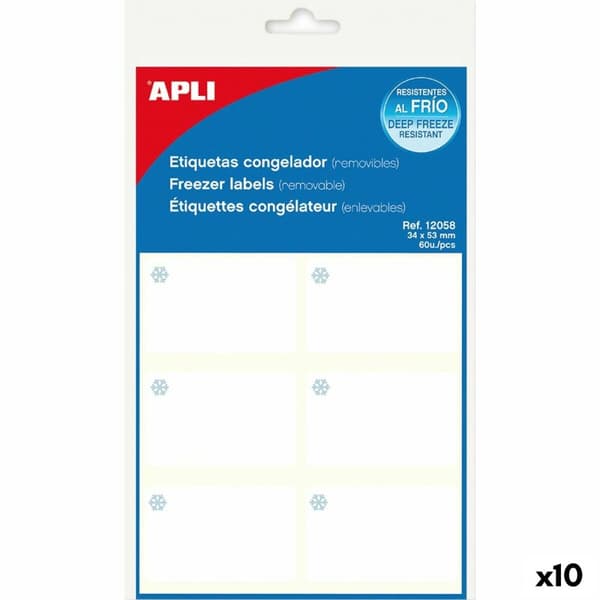 Etiketit Apli Valkoinen Pakastin 10 Levyt 34 x 53 mm (10 osaa)