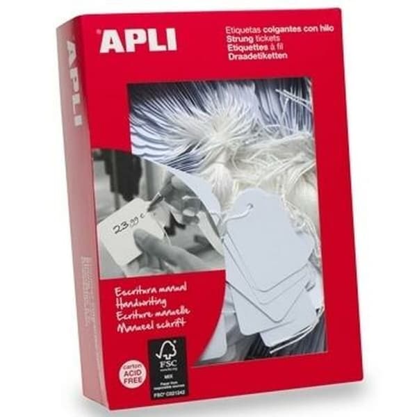 Etiketter Apli    Gevind 1000 Dele Hvid Karton 7 x 19 mm (1000 Unidades)