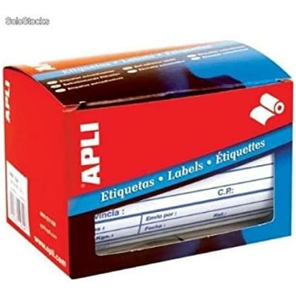 Ruller med etiketter Apli 200 Dele 109 x 82 mm