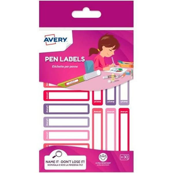 Selvklæbende etiketter Avery Pink Violet Polyetylen 50 x 10 mm (30 enheder)