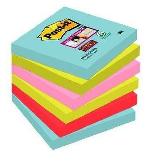 Klæbende huskesedler Post-it Super Sticky 76 x 76 mm Multifarvet (24 enheder)