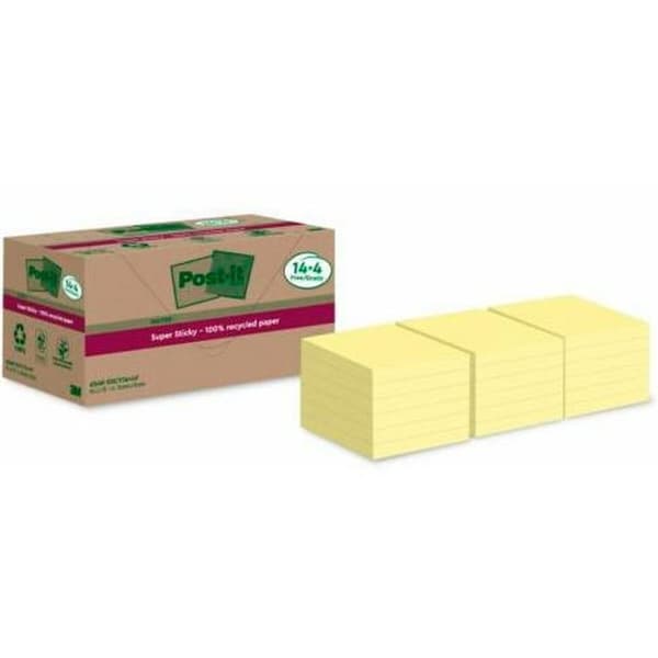 Klæbende huskesedler Post-it Gul 18 Dele 76 x 76 mm