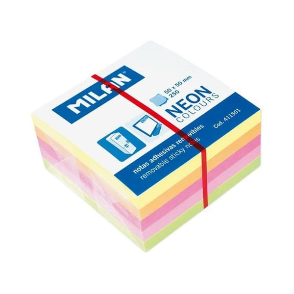 Klæbende huskesedler Milan Neon colours Multifarvet 50 x 50 mm (12 enheder)