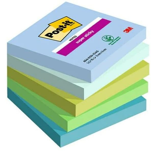 Klæbende huskesedler Post-it Super Sticky Multifarvet 5 Dele 76 x 76 mm