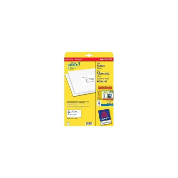 Etiketter - AVERY - J8159-25 - 63,5 x 33,9 mm - Vita - 600 etiketter per förpackning