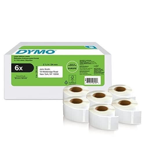 Utskrivbara etiketter - DYMO - 2177564 - Vita - 2,5 cm x 5,4 cm - 6000 etiketter per förpackning