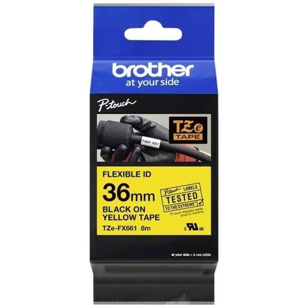 Flexibelt färgband - BROTHER - TZEFX661 - Gul - 36 mm - 8 m