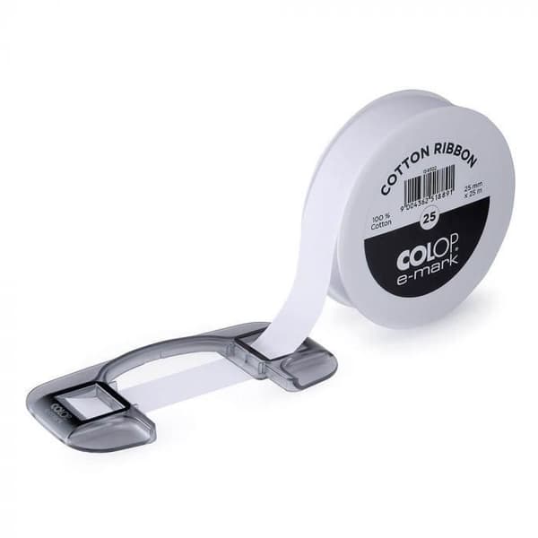 COLOP 154922 E-MARK BOMULLSBAND FÖR PRESTOSLAGNING VIT 25 MM