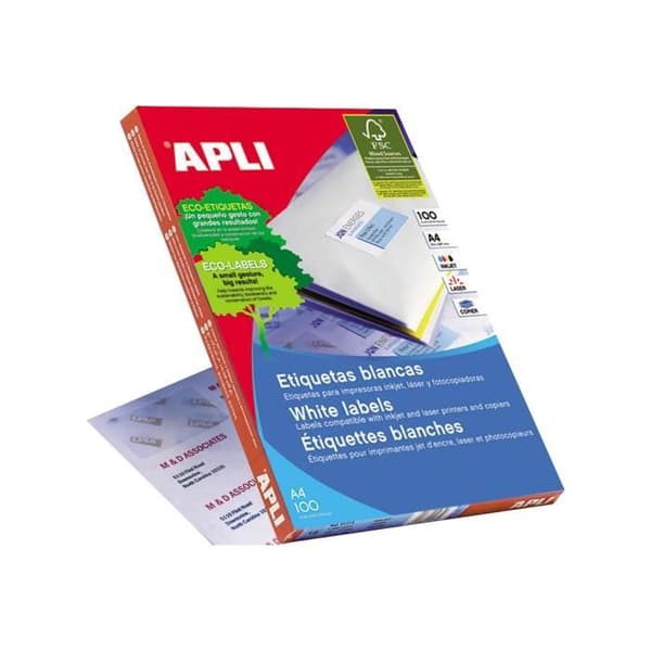 APLI PAPPER Vit självhäftande 70 x 25,4 mm 3300 etikett(er) (100 ark(ar) x 33) etiketter