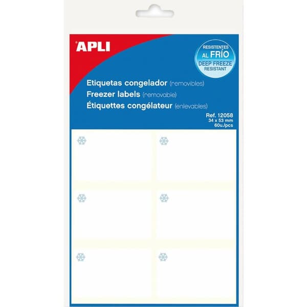 Etiketit Apli Valkoinen Pakastin 10 Levyt 34 x 53 mm (10 osaa)