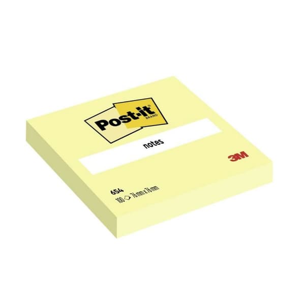 Klæbende huskesedler Post-it 654 Gul 76 x 76 mm (12 enheder)