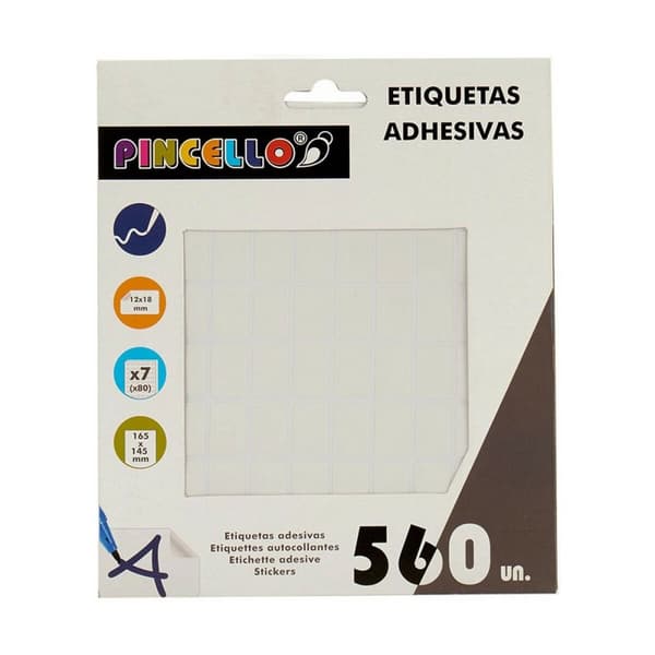 Selvklæbende etiketter Pincello 1711080 Hvid 12 x 18 mm Rektangulær (12 enheder)