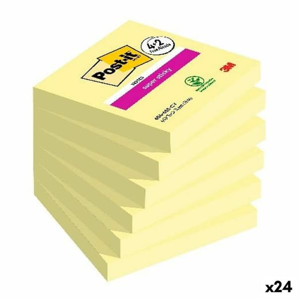 Klæbende huskesedler Post-it Super Sticky Gul 76 x 76 mm 6 Dele (24 enheder)