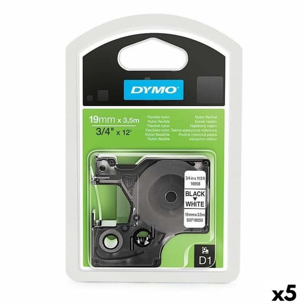Termisk overføringsbånd Dymo D1 16958 Hvit Svart 19 mm x 3,5 m (5 enheter)