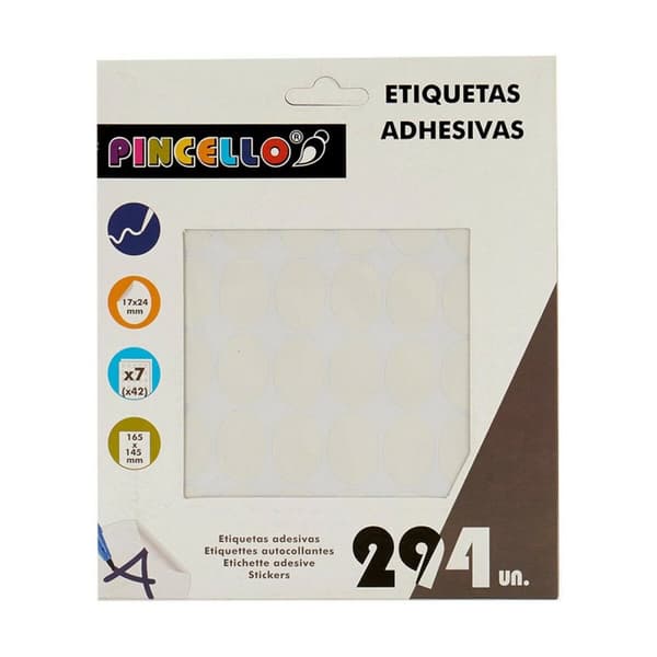 Selvklebende etiketter Pincello 1711077 Hvit 17 x 24 mm Oval (12 enheter)