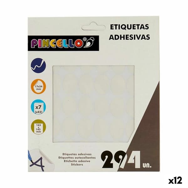Selvklebende etiketter Pincello 1711077 Hvit 17 x 24 mm Oval (12 enheter)