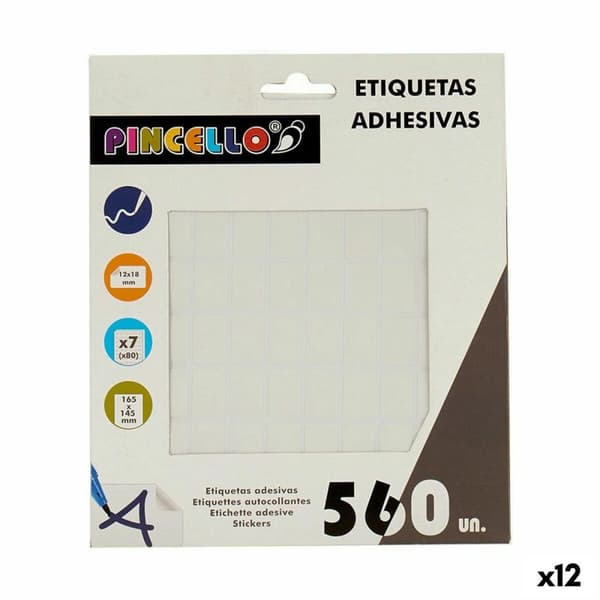 Selvklebende etiketter Pincello 1711080 Hvit 12 x 18 mm Rektangulær (12 enheter)