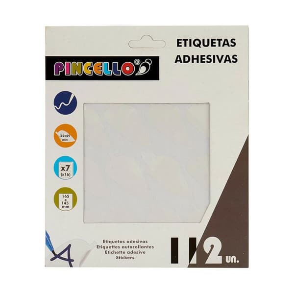 Selvklebende etiketter Pincello 1711079 Hvit 22 x 49 mm Ark (12 enheter)