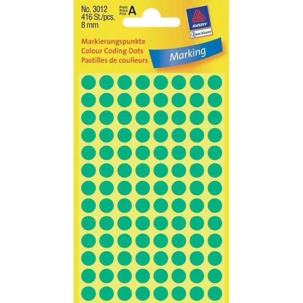Färgpellets - AVERY - 3012 - Ø8 mm - Grön - 416 stycken