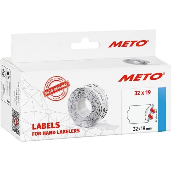 Prisetikett - Meto - 30007368 - Avtagbar - 32 mm x 19 mm - Vit - 1 st